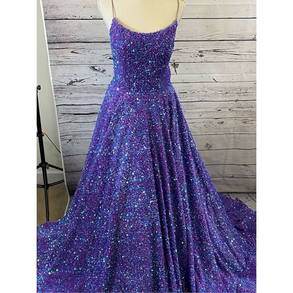 Amarra Sequin Purple Formal Gown Size 6 - Picture 5 of 16